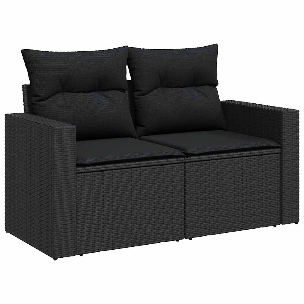 Salon de jardin modulable 7 places noir résine tressée et bois table et accoudoirs – ComfortXL Outdoor Living - Image 6