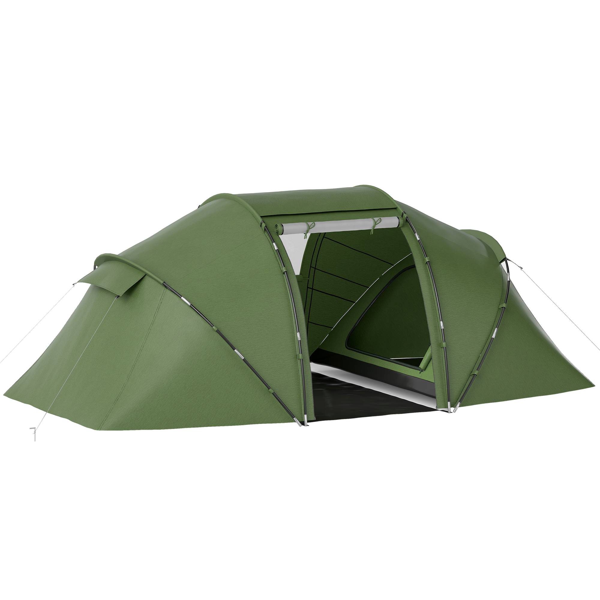 Tente familiale verte 4 à 6 personnes avec 2 chambres et sac 430 x 240 x 170 cm camping confortable extérieur - Image 1