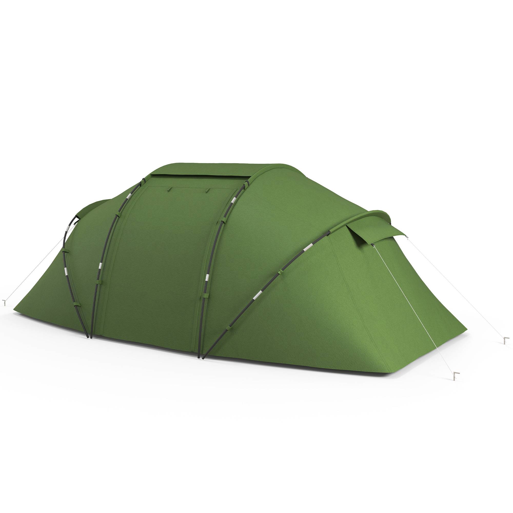Tente familiale verte 4 à 6 personnes avec 2 chambres et sac 430 x 240 x 170 cm camping confortable extérieur - Image 2