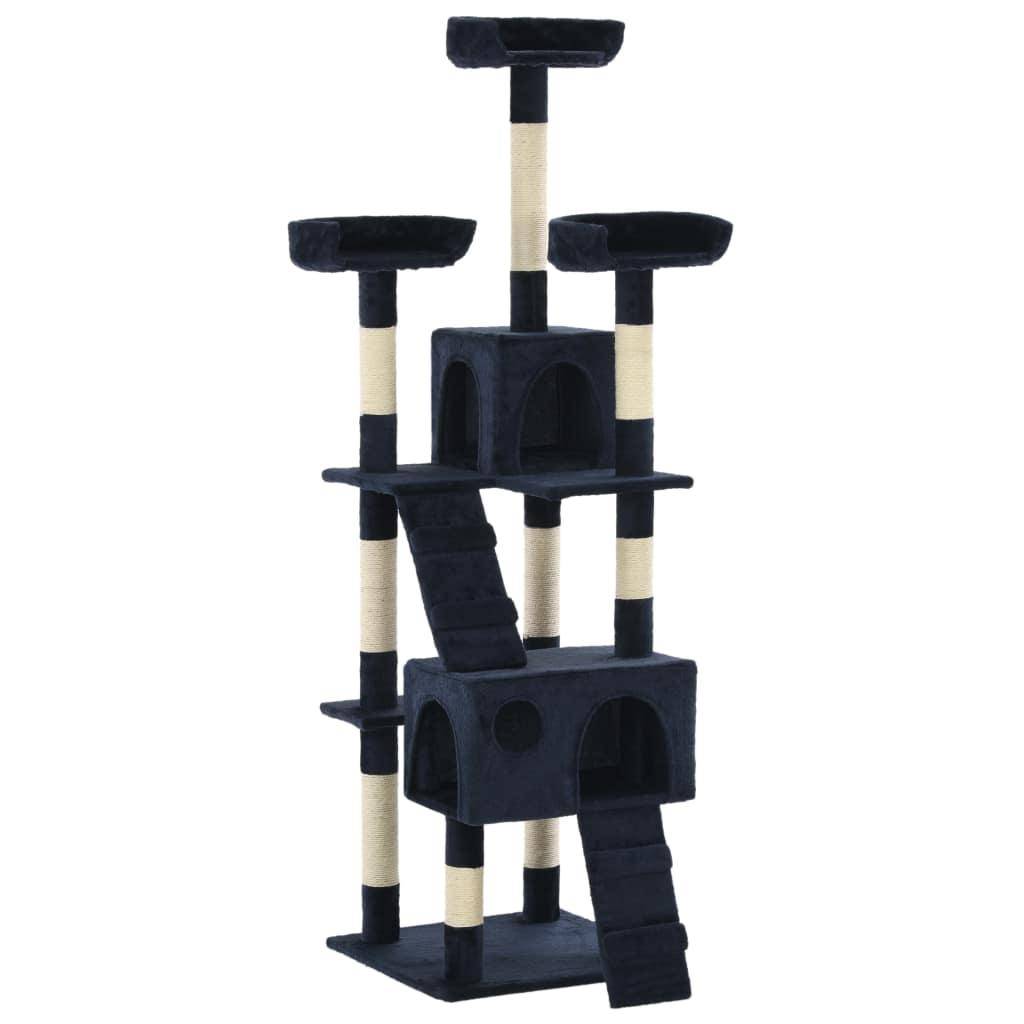 Helloshop26 - Arbre à chat griffoir grattoir niche jouet animaux peluché en sisal 170 cm bleu - Image 2