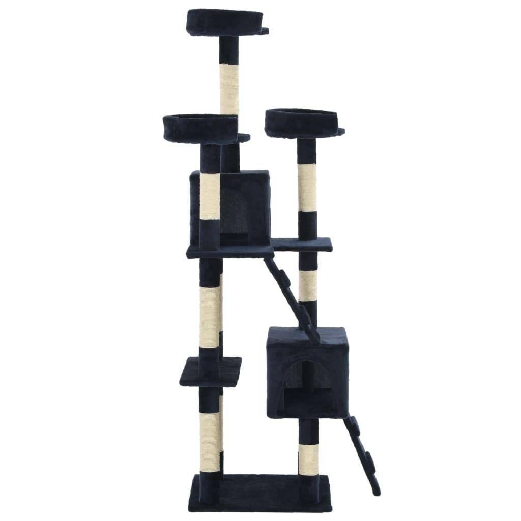 Helloshop26 - Arbre à chat griffoir grattoir niche jouet animaux peluché en sisal 170 cm bleu - Image 3