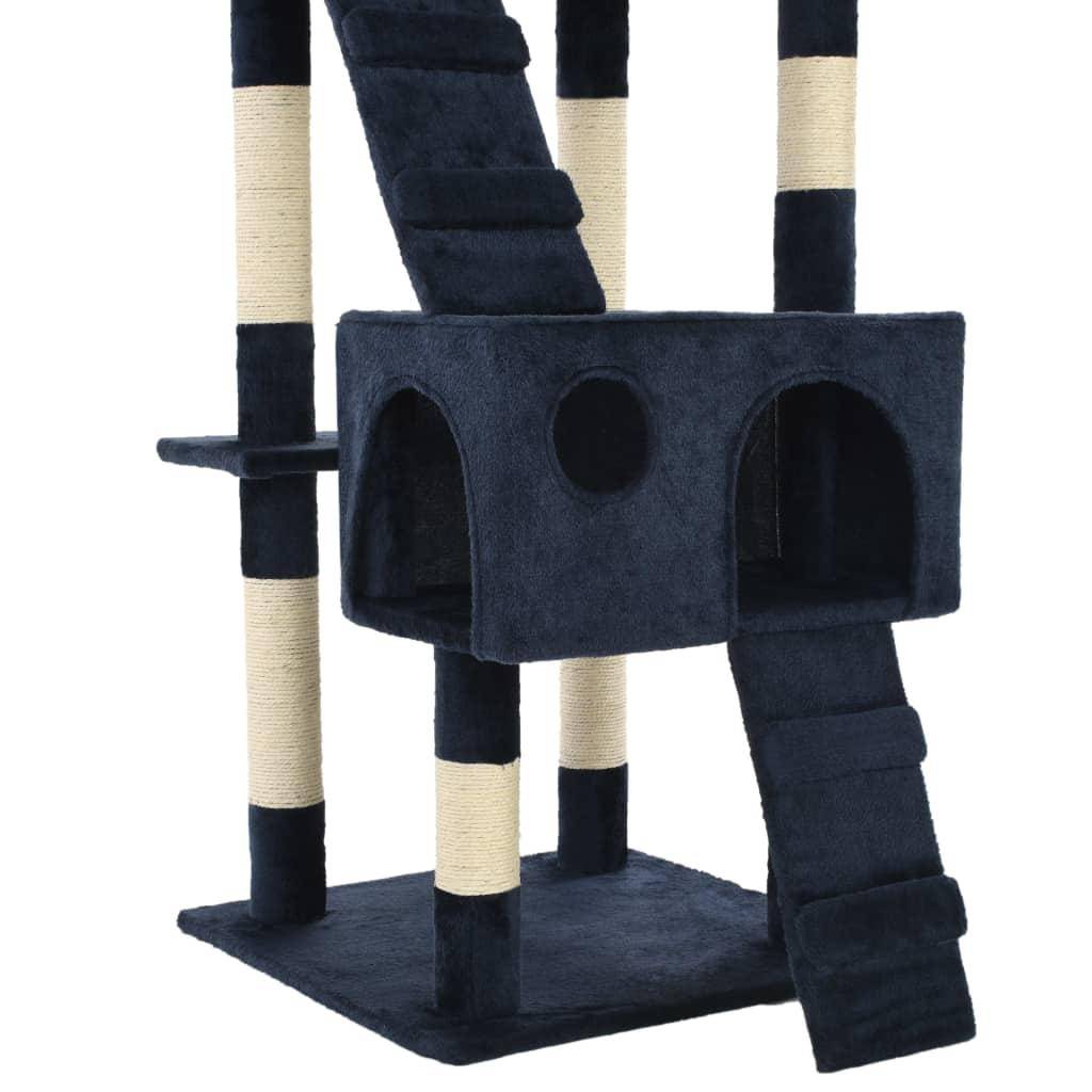 Helloshop26 - Arbre à chat griffoir grattoir niche jouet animaux peluché en sisal 170 cm bleu - Image 6