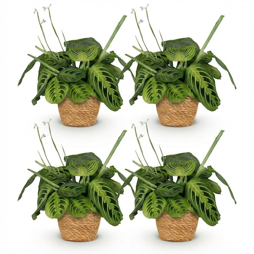Maranta Fascinator Lemon Lime - Pet-friendly - Plante de prière - Pot de 12cm - Hauteur 25-35cm - 4 plantes - Panier - Plantes d'intérieur - Image 2