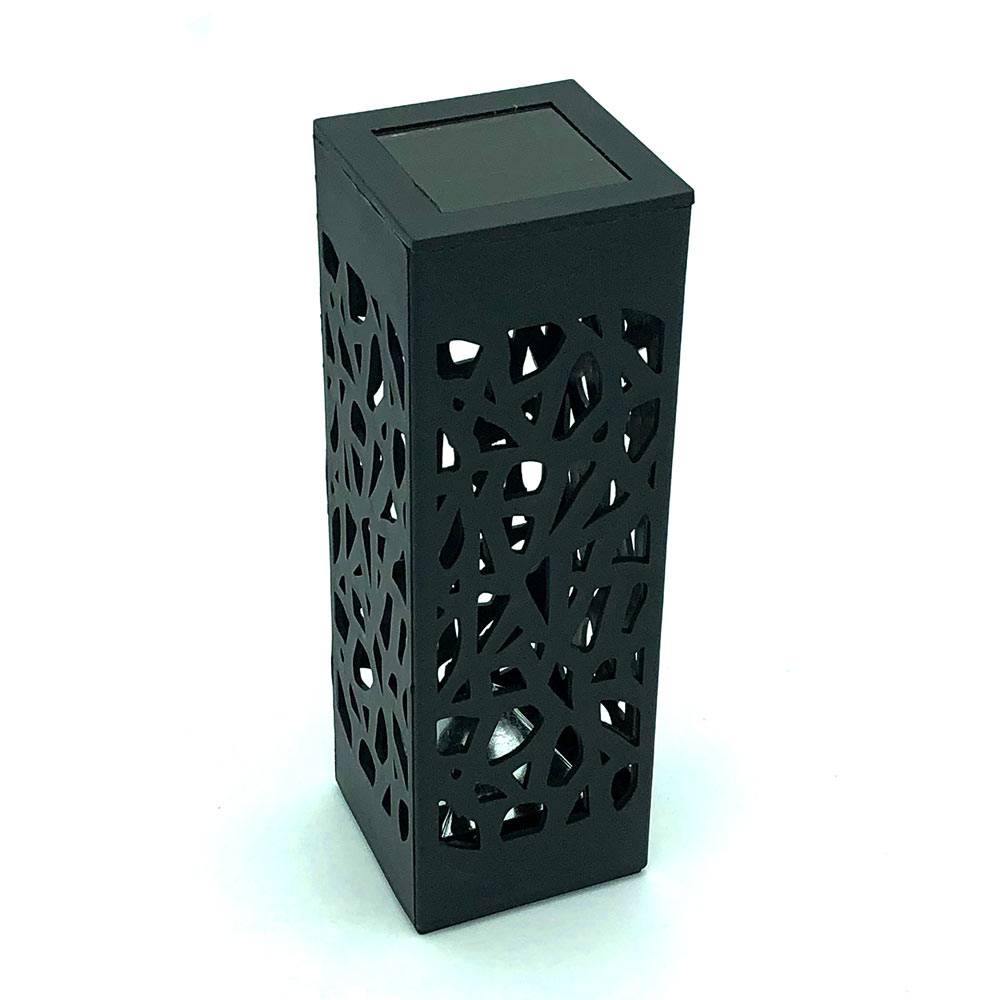 Lot de 6 bornes solaires photophores 6x6x28,3 cm – Éclairage blanc chaud effet mosaïque - TERRE JARDIN - Image 3