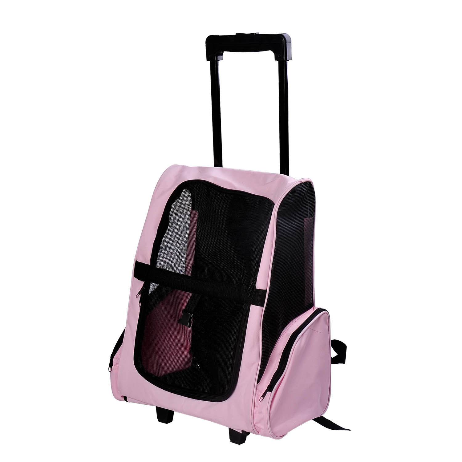 Sac de voyage 2 en 1 pour chien chat en tissu Oxford avec roulettes 42x25x55 cm Rose - ComfortXL Outdoor Living - Image 1