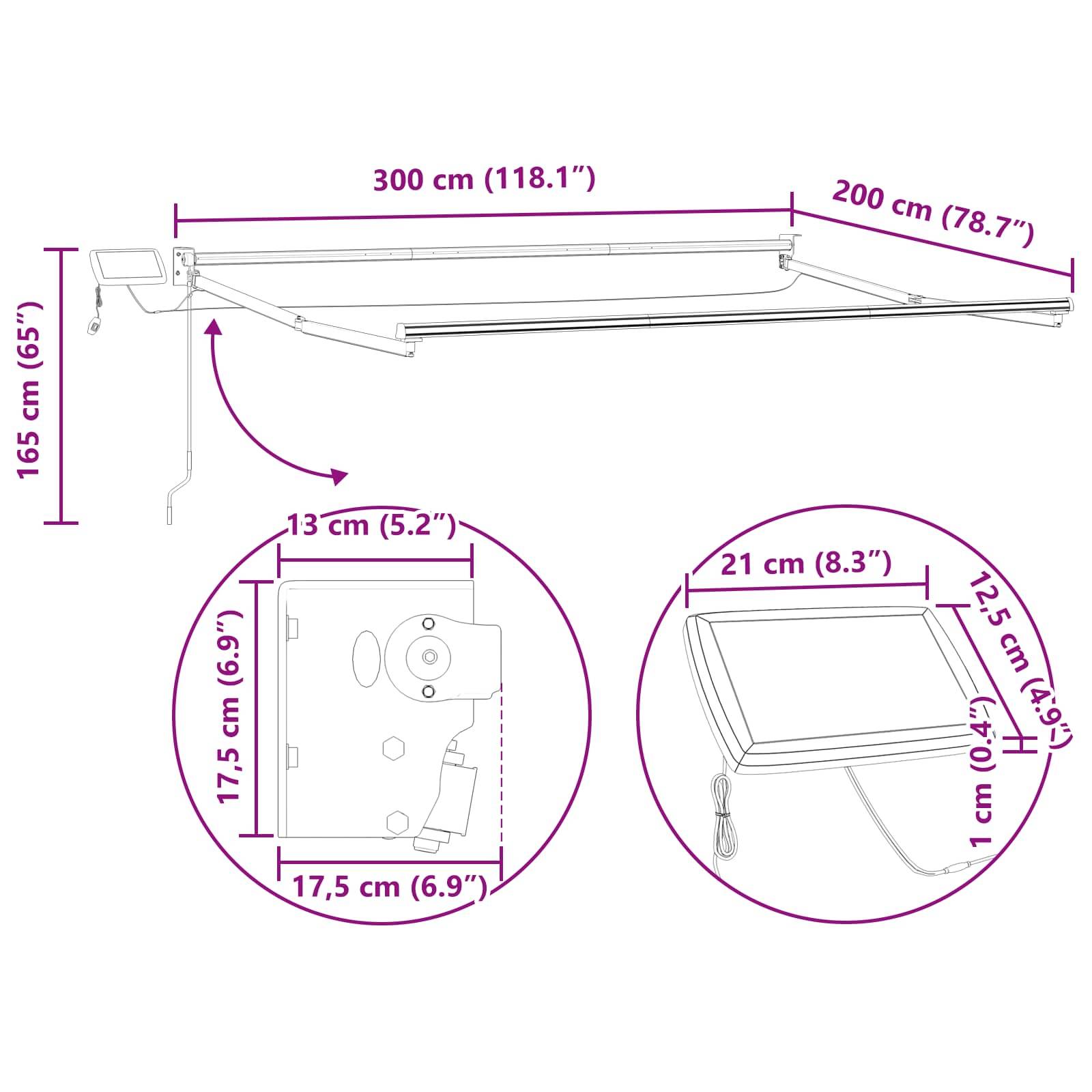 Store rétractable manuel avec LEDs Beige et blanc 3 x 2 m vidaXL ...