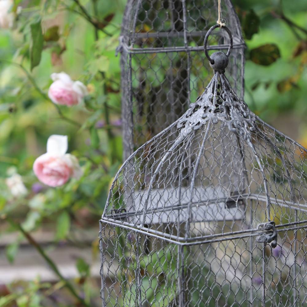 Chemin De Campagne - Cage à oiseaux bougeoir grillagée en métal gris 26 x 19 x 53 cm Chemin de campagne - Image 4