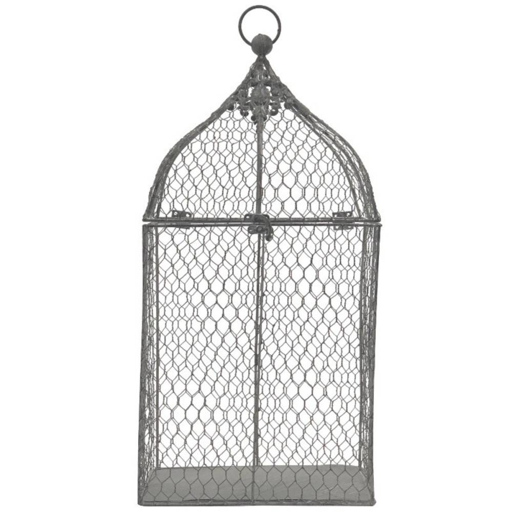 Chemin De Campagne - Cage à oiseaux bougeoir grillagée en métal gris 26 x 19 x 53 cm Chemin de campagne - Image 1