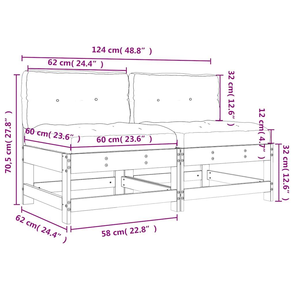 Vidaxl - Canapés centraux avec coussins 2 pcs marron miel vidaXL 825579 - Image 3
