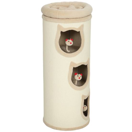 Tonneau griffoir chat sisal peluche plusieurs chats jeu et cachette gris 96cm - ComfortXL Outdoor Living - Image 2