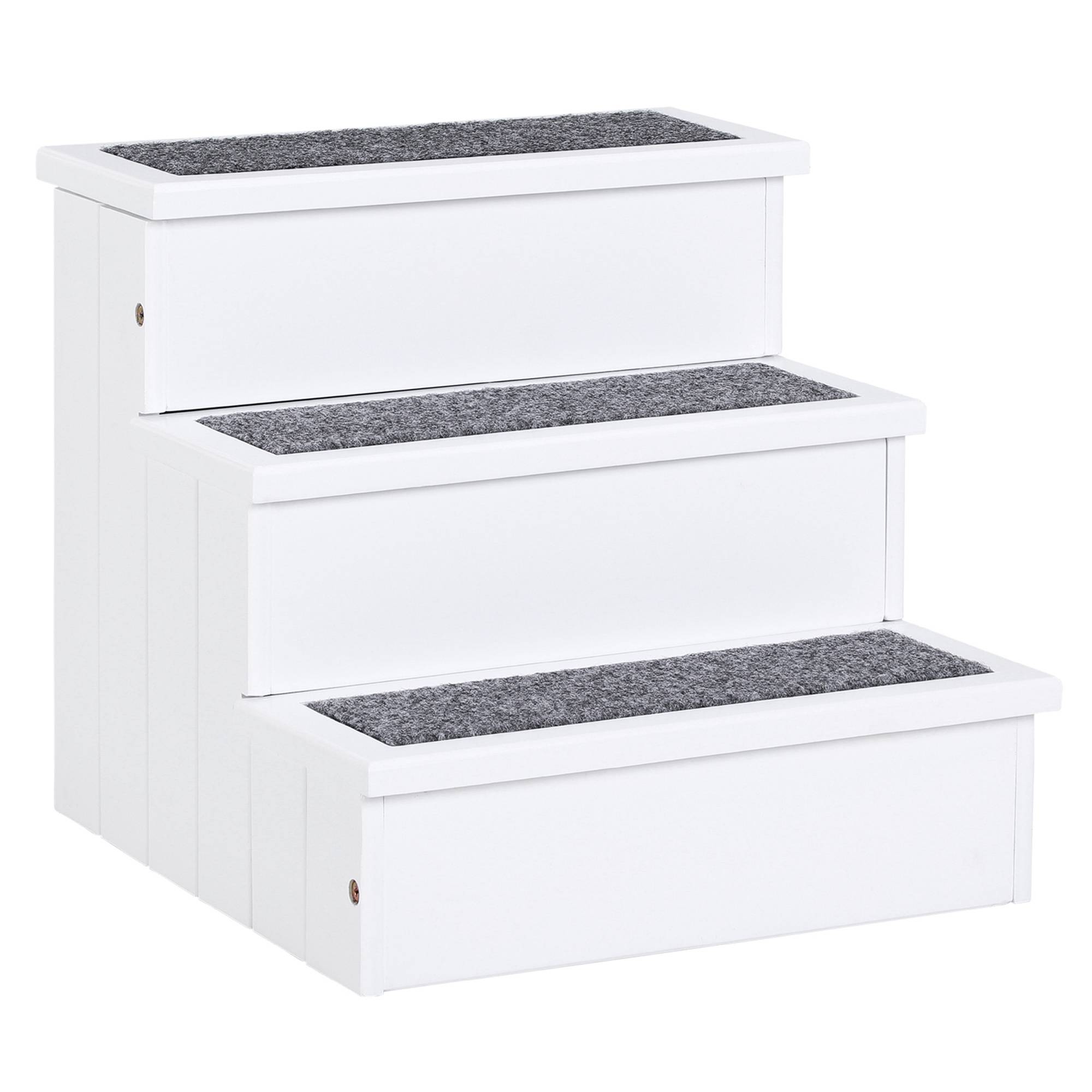 ComfortXL - Escalier pour chien en sapin blanc 40,5 x 44,5 x 38 cm 3 marches avec rangement accès canapé voiture antidérapant - Image 10
