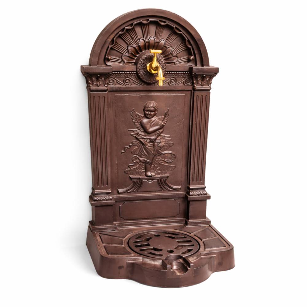 Chemin De Campagne - Fontaine de jardin extérieur fonte aluminium marron ange 84cm Chemin de campagne - Image 1
