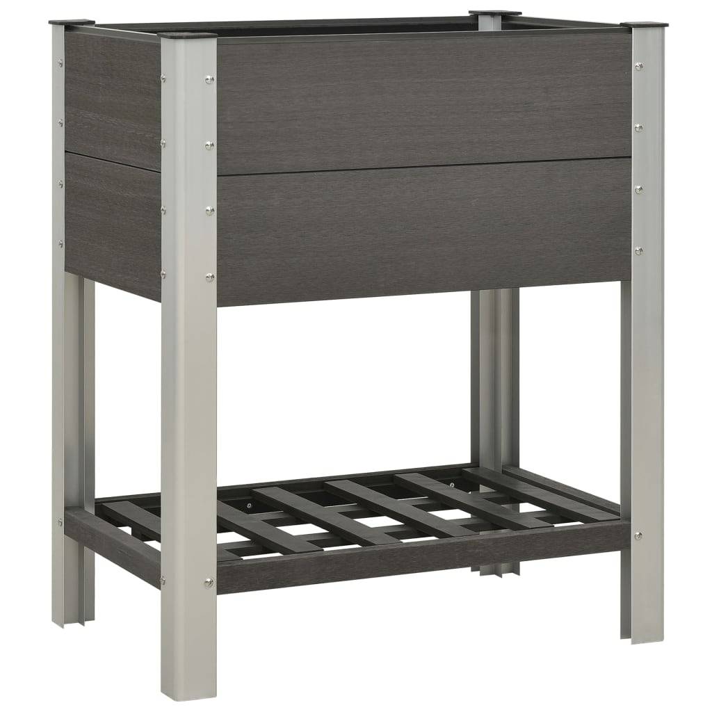 Lit surélevé de jardin bac à plantes jardinière avec étagère 75 x 50 x 90 cm WPC gris - Image 1