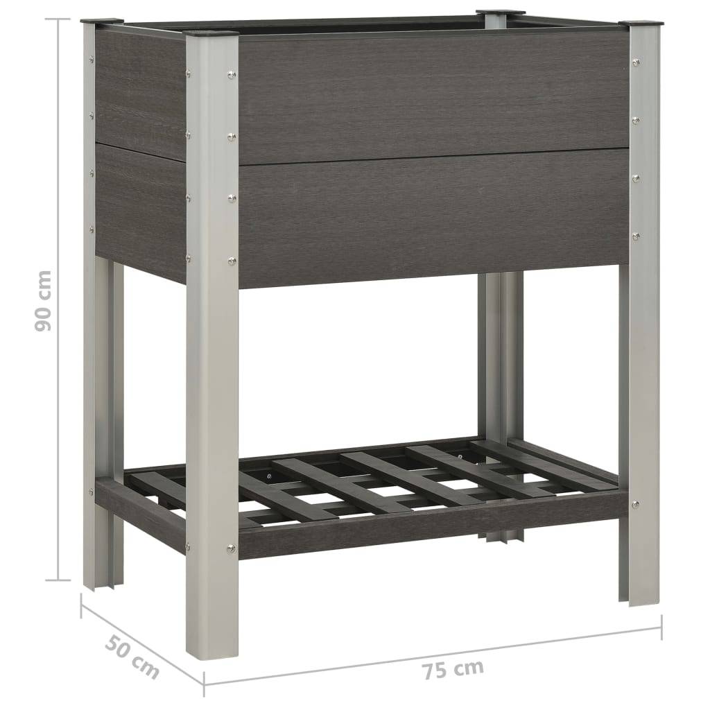 Lit surélevé de jardin bac à plantes jardinière avec étagère 75 x 50 x 90 cm WPC gris - Image 6