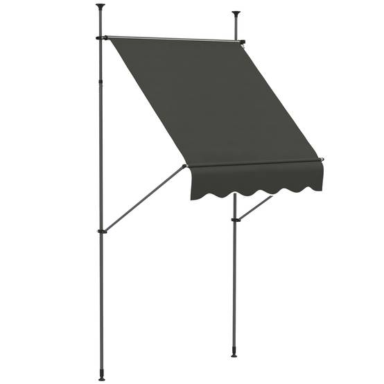 Store banne autoportant manuel rétractable 1,5L x 1,2l x 2,1-3H m inclinaison réglable métal alu polyester gris foncé - Image 1
