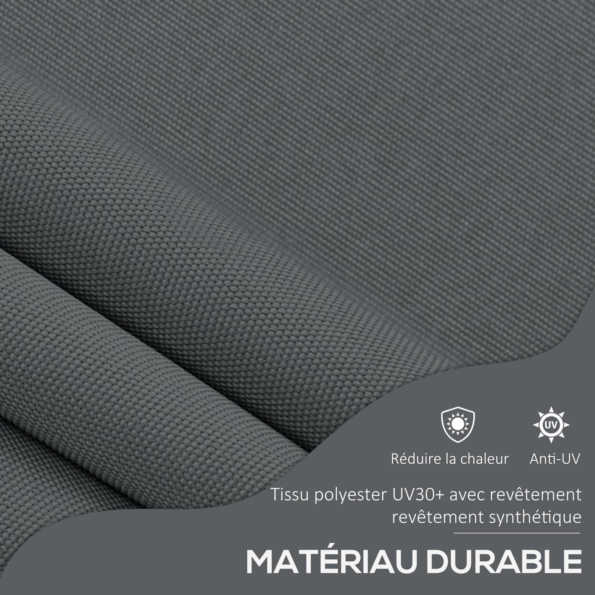 Store banne autoportant manuel rétractable 1,5L x 1,2l x 2,1-3H m inclinaison réglable métal alu polyester gris foncé - Image 8