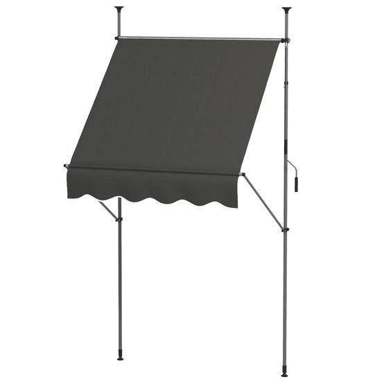 Store banne autoportant manuel rétractable 1,5L x 1,2l x 2,1-3H m inclinaison réglable métal alu polyester gris foncé - Image 2