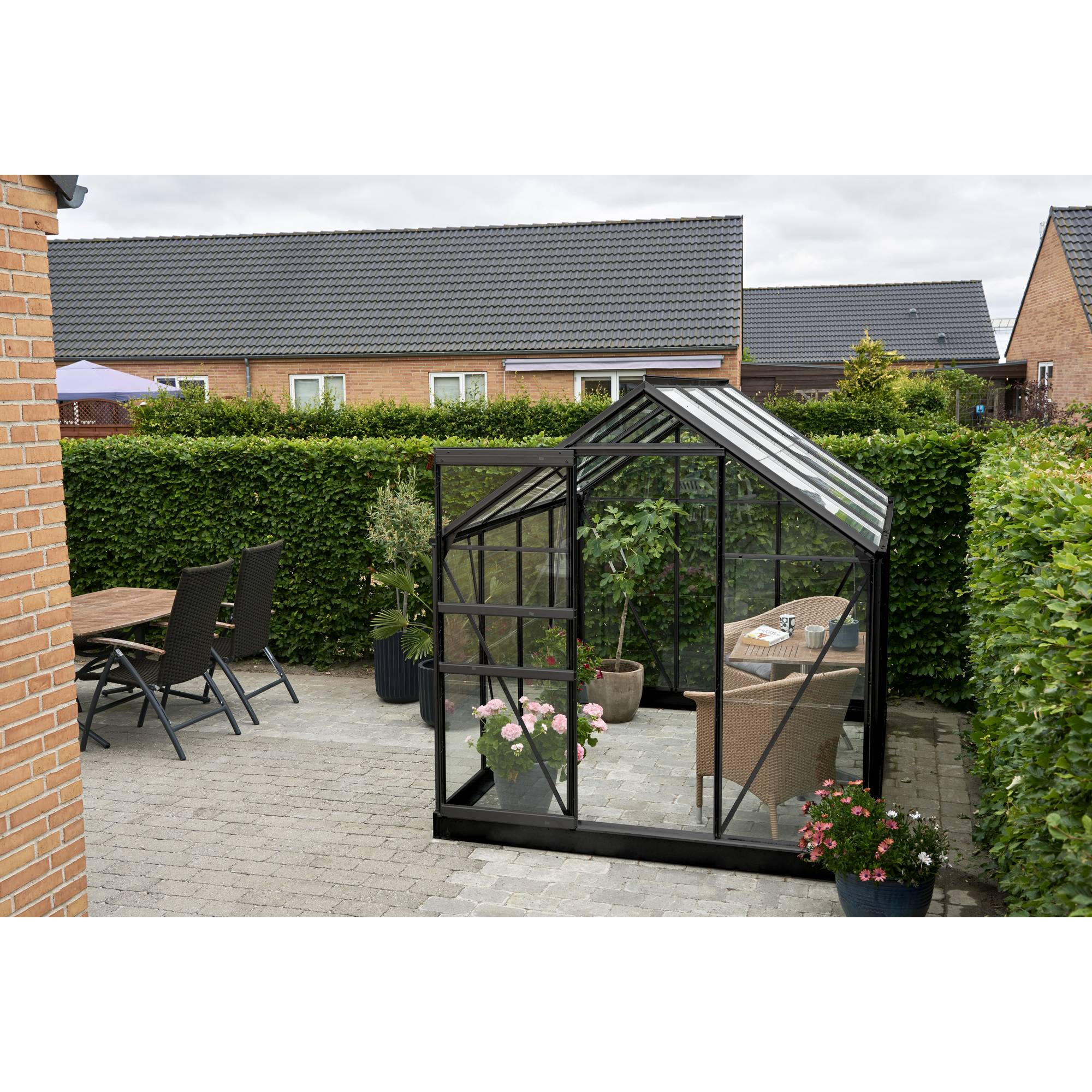 Halls - Serre en verre horticole 5,0 m² - Popular 86, noir - Halls - Image 2