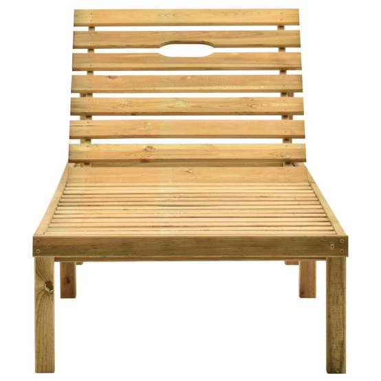 Chaise longue | Transat | Bain de soleil de jardin avec table et coussin Pin imprégné - Image 4