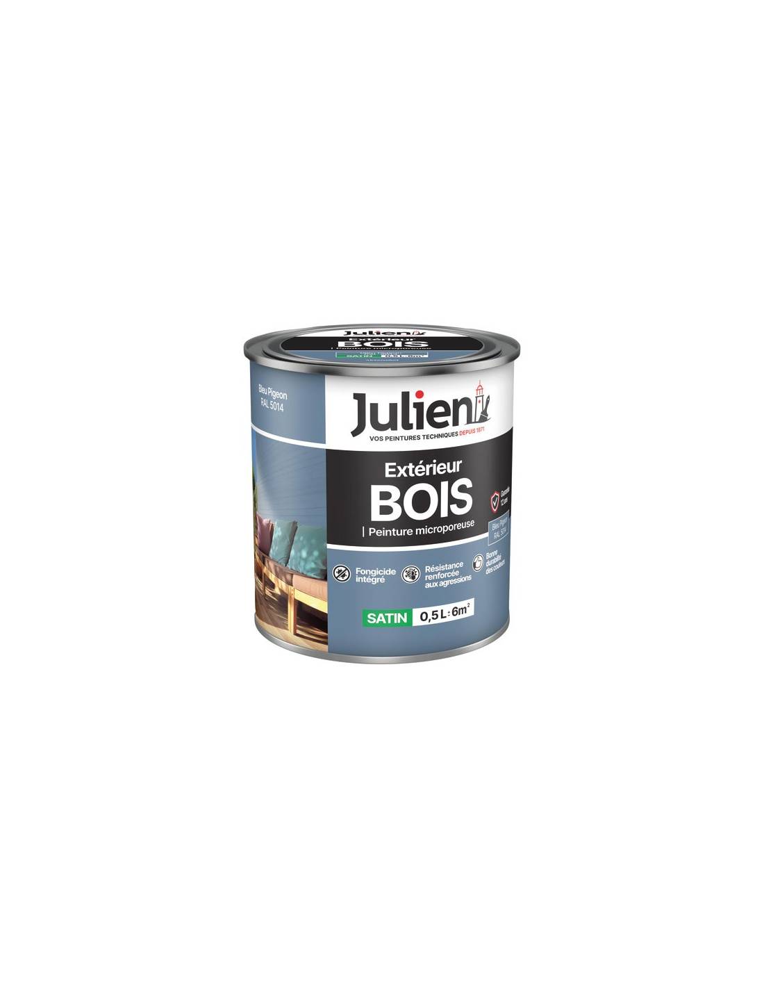 Julien - Peinture Julien Bois Microporeux Bleu Pigeon 0.5l - Julien