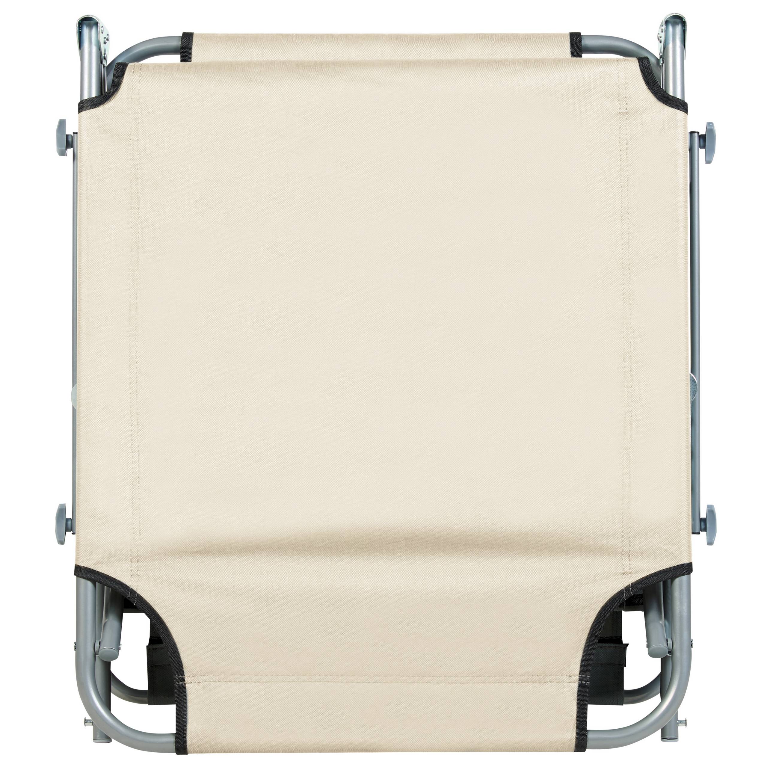 Beliani - Transat de Jardin Bain de Soleil Pliant en Tissu Polyester Crème et Acier avec Pare Soleil Pratique Idéal pour Terrasse ou Balcon - Image 7