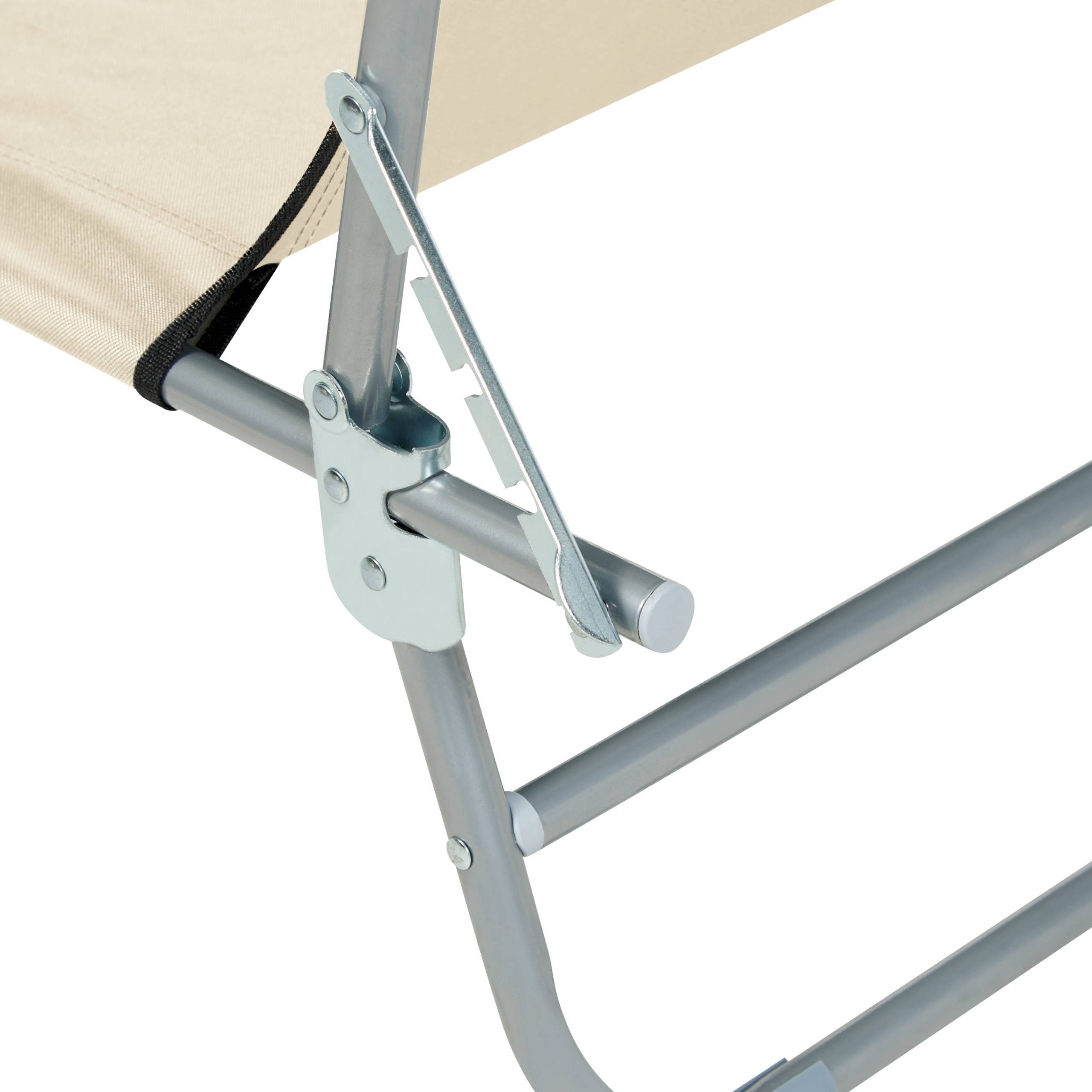 Beliani - Transat de Jardin Bain de Soleil Pliant en Tissu Polyester Crème et Acier avec Pare Soleil Pratique Idéal pour Terrasse ou Balcon - Image 9