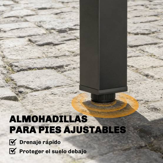 Table de jardin extensible d'extérieur 80/160 cm pour 4 à 6 personnes, rectangulaire, noire, idéale pour terrasse. - Image 9