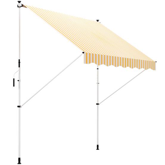 Store banne rétractable manuelle 300 x 150 x 170-280 cm avec hauteur réglable, manivelle et protection solaire pour terrasse, orange - Image 1