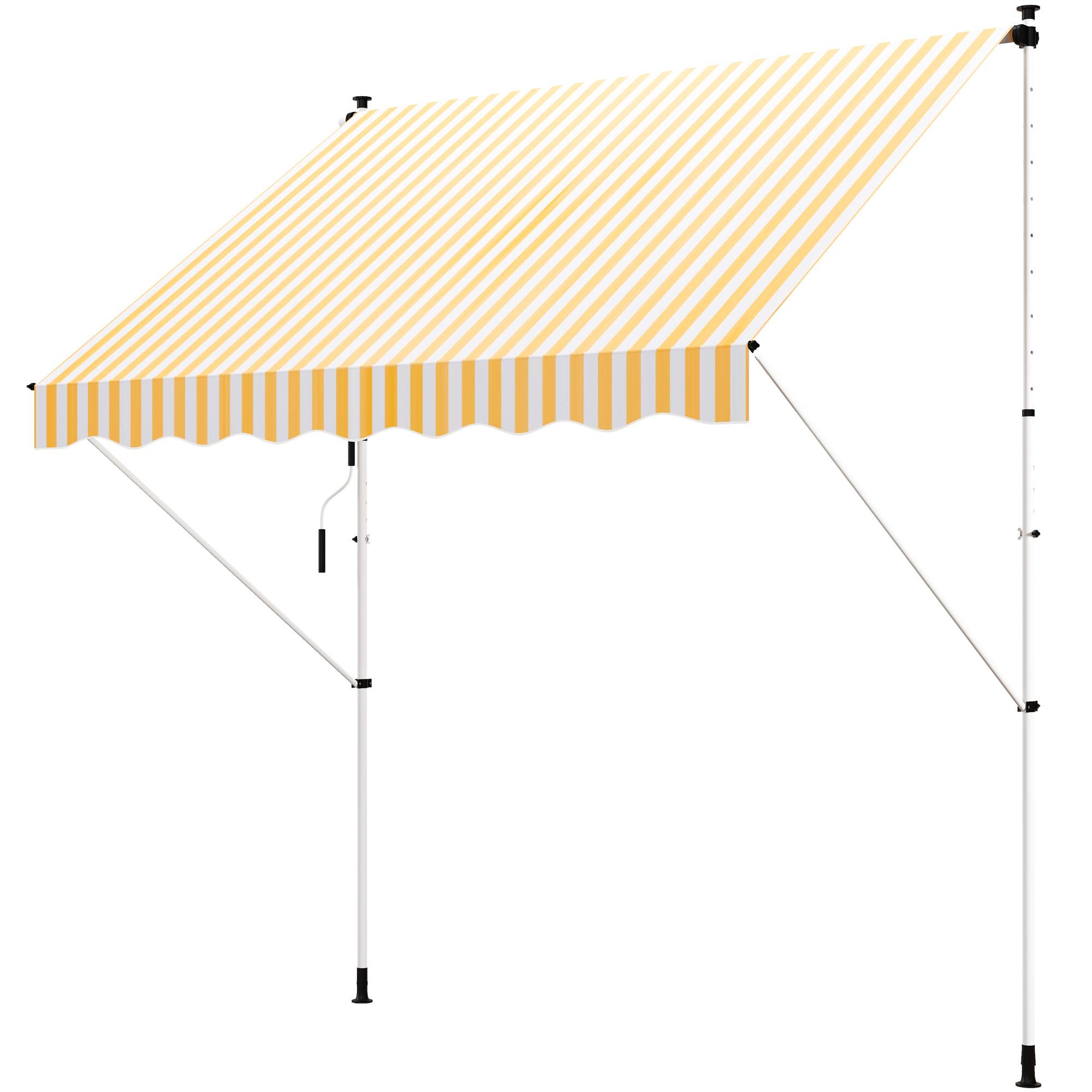 Store banne rétractable manuelle 300 x 150 x 170-280 cm avec hauteur réglable, manivelle et protection solaire pour terrasse, orange - Image 2