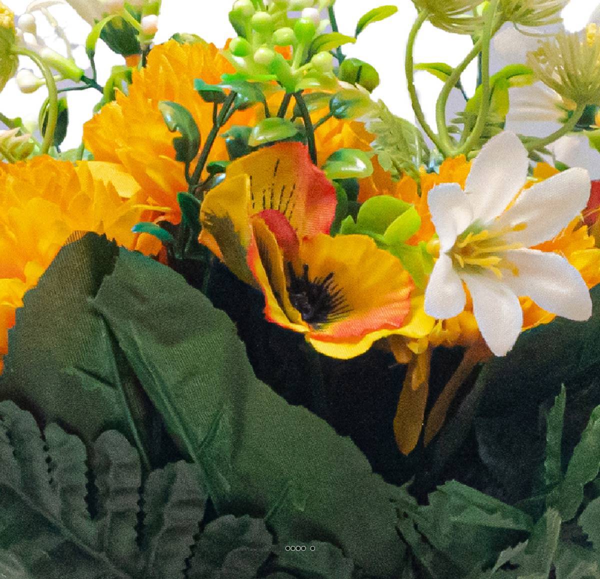 Pot de Chrysantheme, pensée et mini fleurs artificiels pour la Toussaint Jaune - couleur: Jaune - Image 3