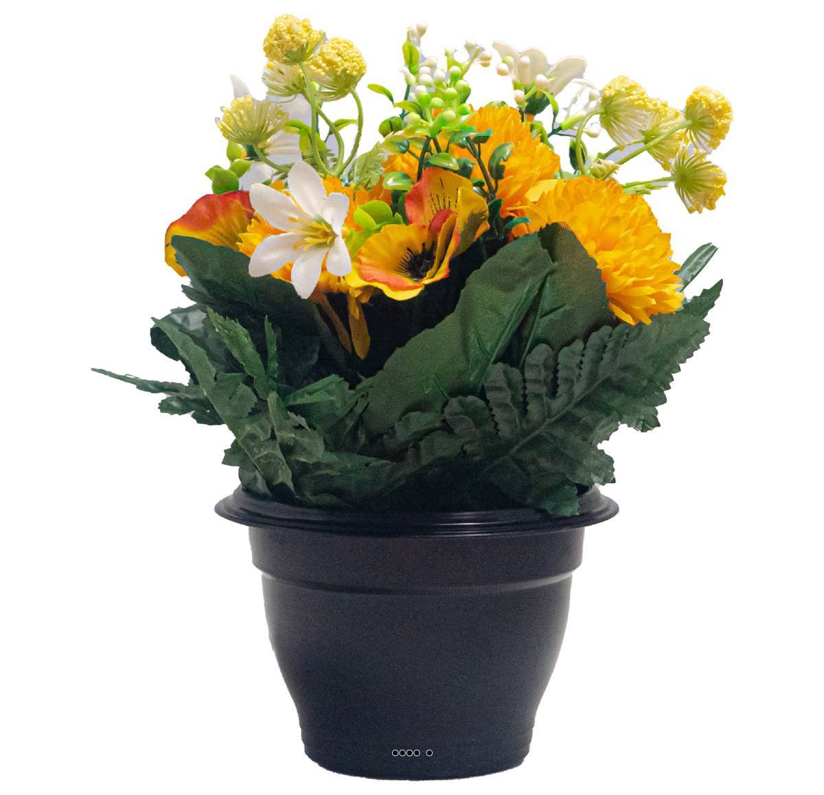 Pot de Chrysantheme, pensée et mini fleurs artificiels pour la Toussaint Jaune - couleur: Jaune - Image 2