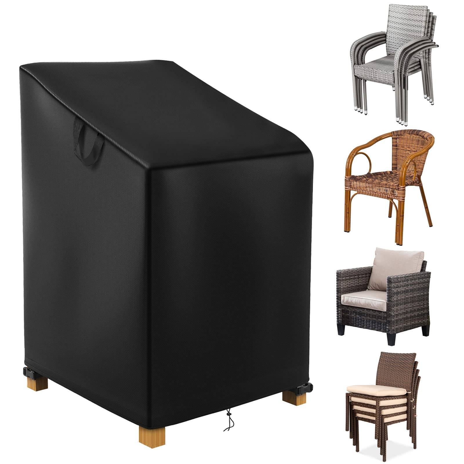 IntiMeg - Housse de Chaise de Jardin,Imperméable Housse de Protection pour Chaises de Jardin Housse pour Fauteuil Empilables,(120 x 65 x 65 x 80cm) - Noir