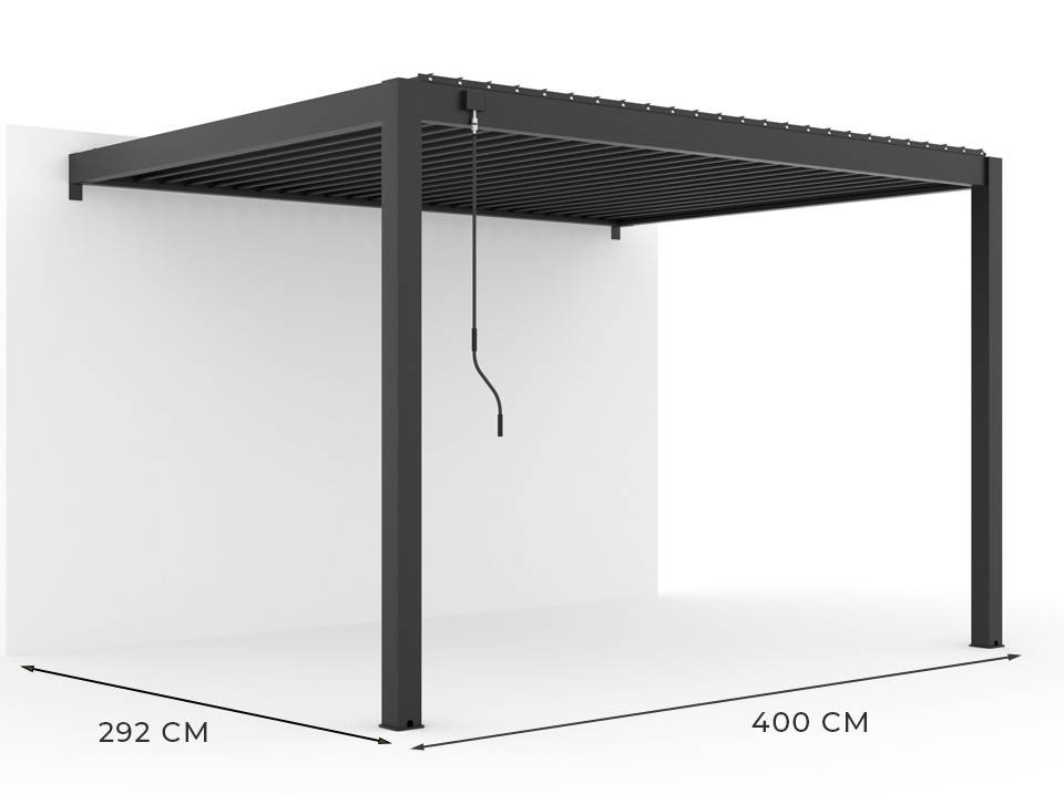 Pergola Bioclimatique Aluminium Adossee 12m² - 4x3m - Gris Anthracite - Image 3