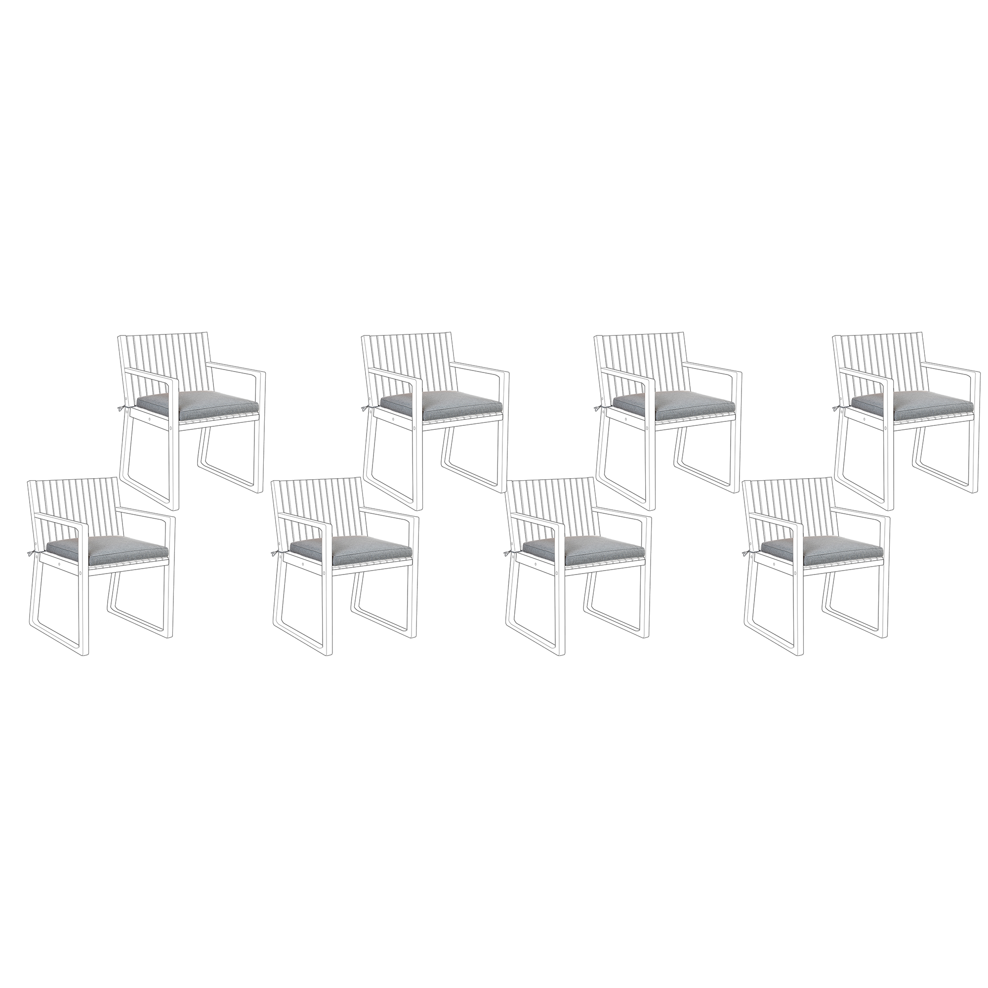 Beliani - Lot de 8 Coussins d'Assise pour Chaise de Jardin 46 x 46 cm en Tissu Imperméable Gris Beliani - Image 4