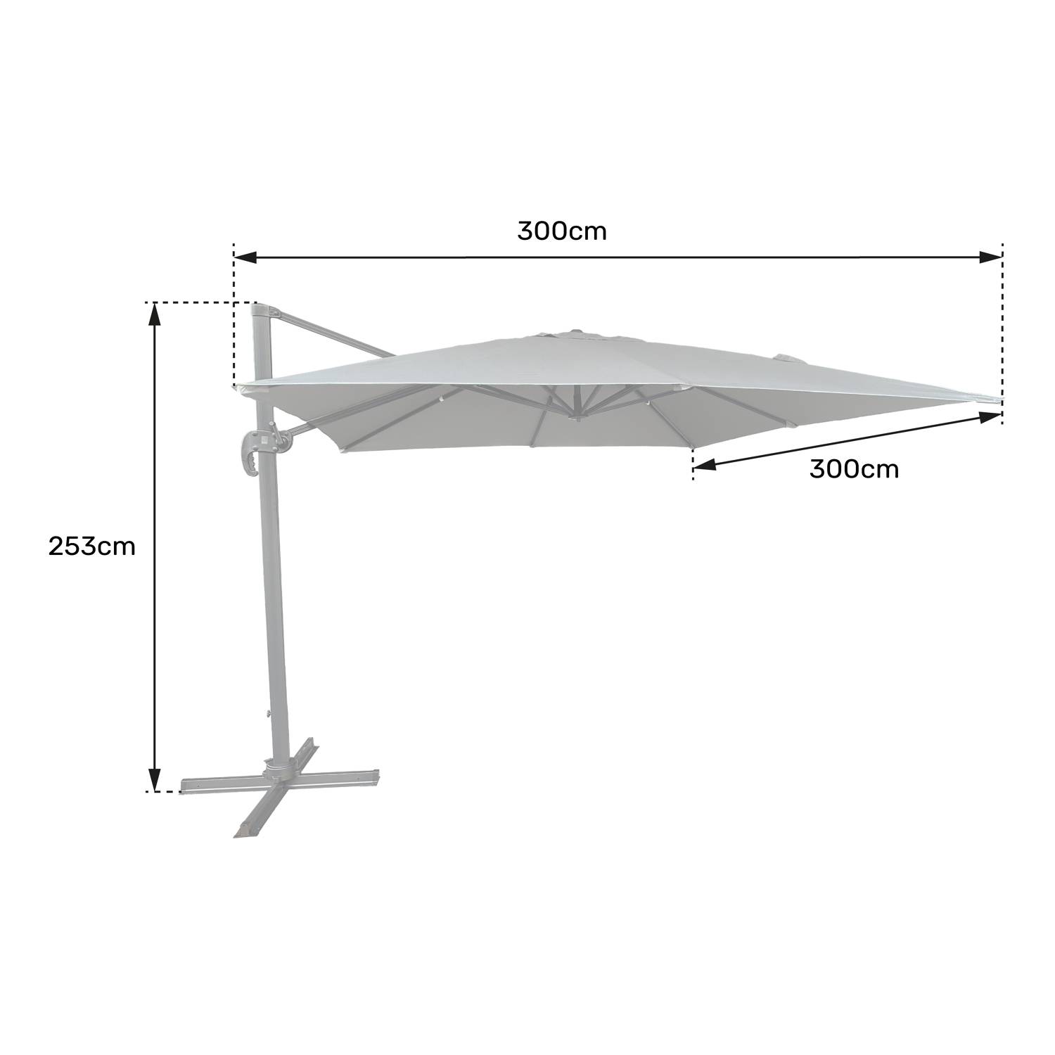 Happy Garden - Parasol déporté MOLOKAI carré 3x3m gris + housse - HAPPY GARDEN - Image 7