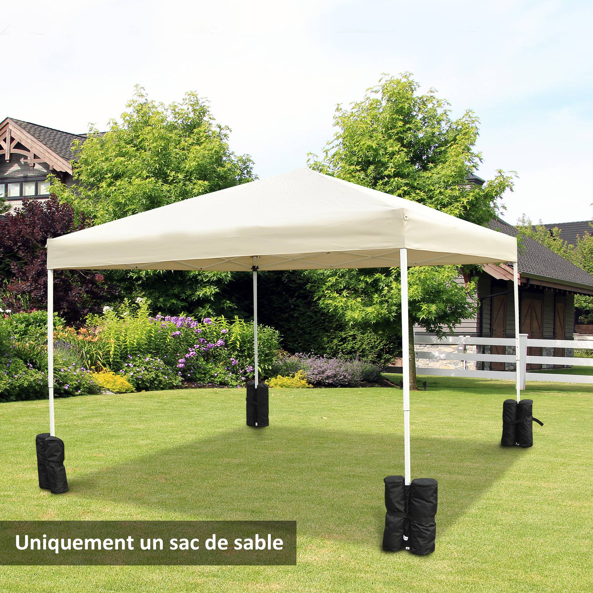 Lot 4 sacs de lestage de fixation pour tonnelle parasol pavillon, poids de lestage de pavillon, volume max. 15 kg, noir - Image 4