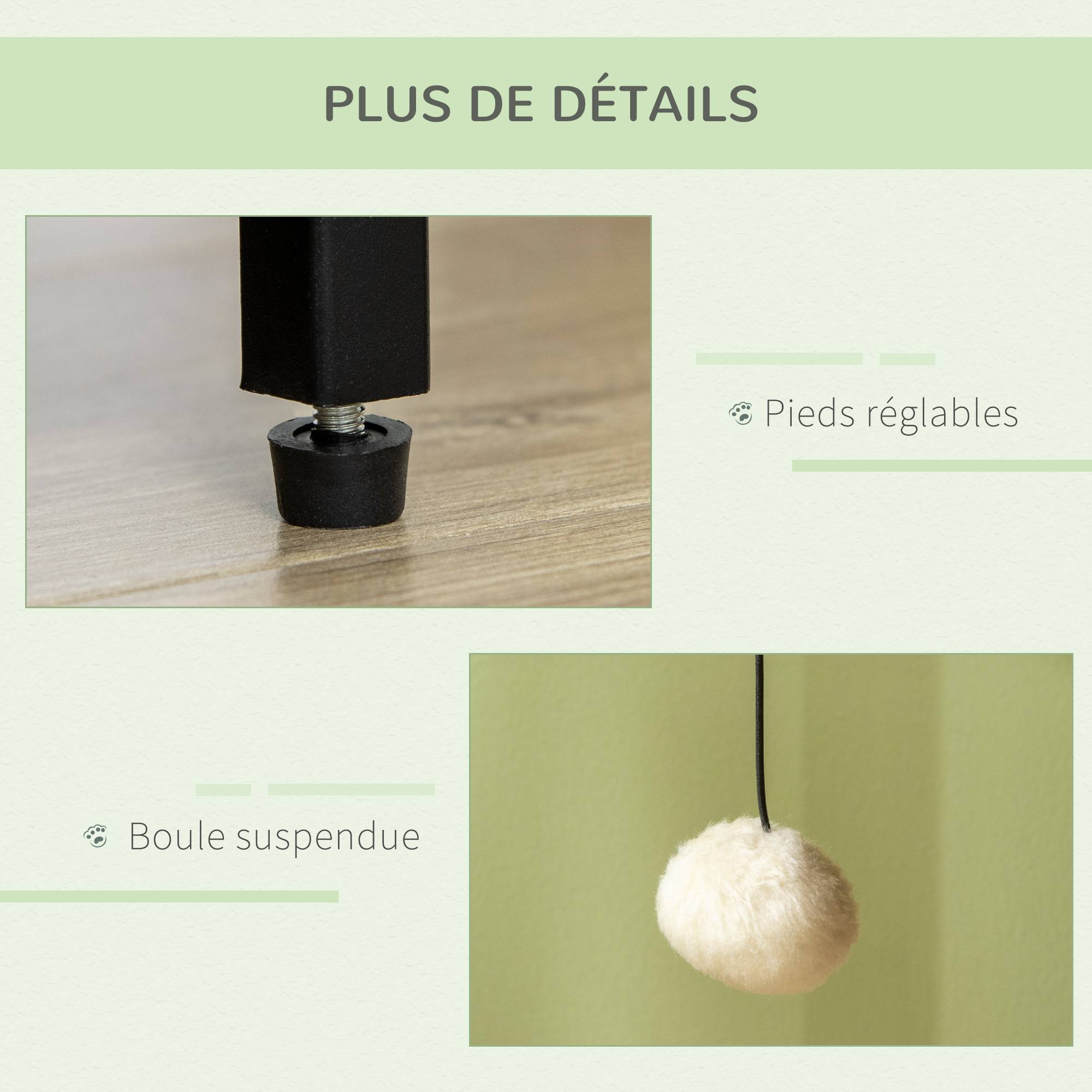 Sans Marque - Maison de toilette pour chat style industriel porte entrée latérale boule suspendue châssis acier aspect bois clair - Image 8