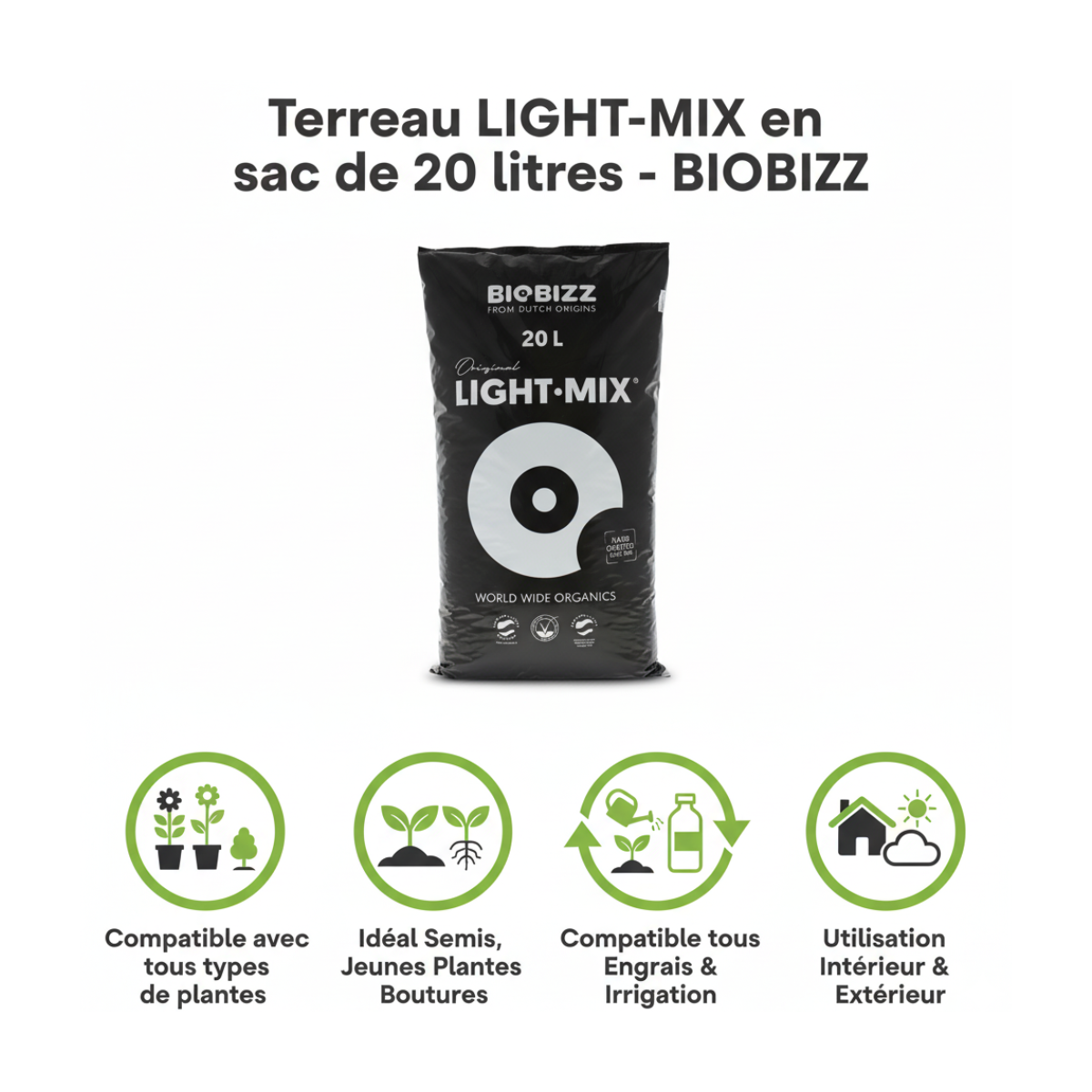 Terreau LIGHT.MIX en sac de 20 litres - BIOBIZZ - Image 3