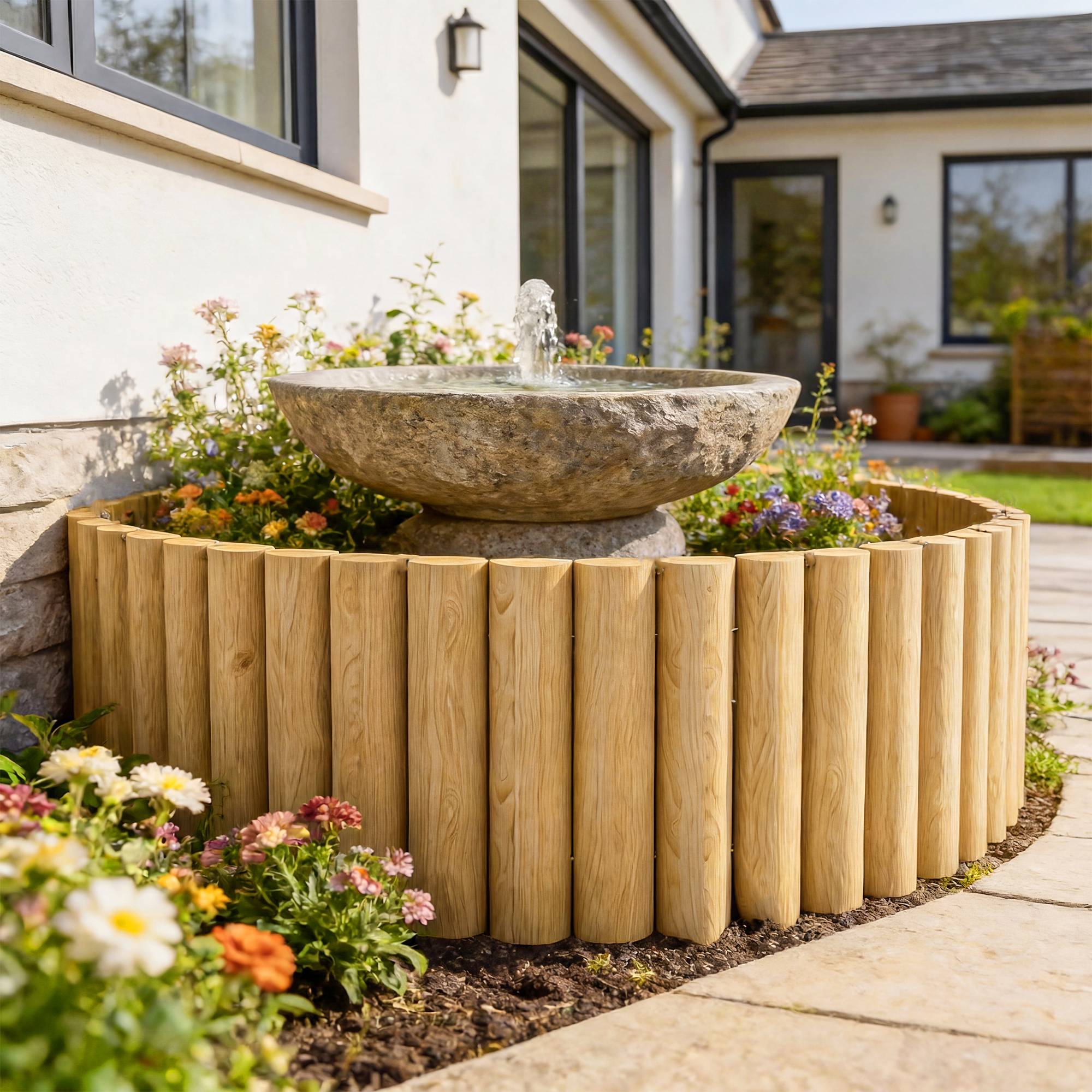 ComfortXL - Clôture de jardin bois de sapin 176 x 30 cm naturel pour massifs pelouse terrasse bordure décorative - Image 9