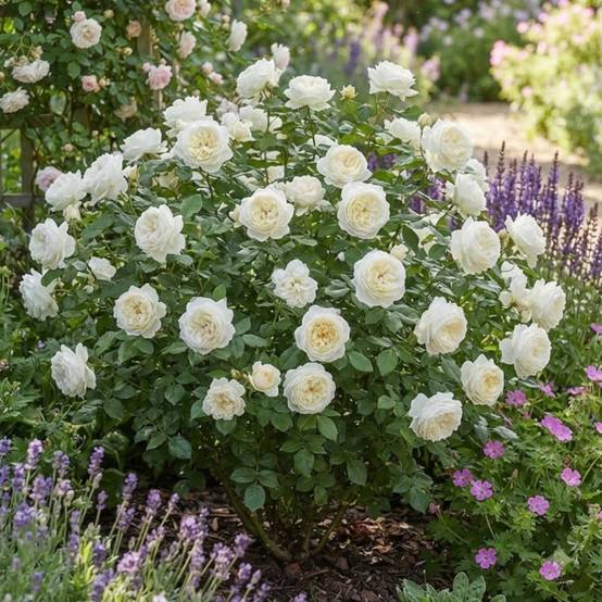 Rosier ancien Jeanne Moreau® 'Meidiaphaz' à fleurs Blanche - feuillage Caduc - Pot de 10 L - 1/2 tige- hauteur à maturité De 0,50 m à 1,00 m - Image 2