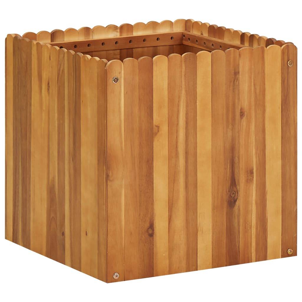 Jardinière lit surélevé plantes fleurs jardin 50 x 50 x 50 cm bois massif d'acacia - Image 1