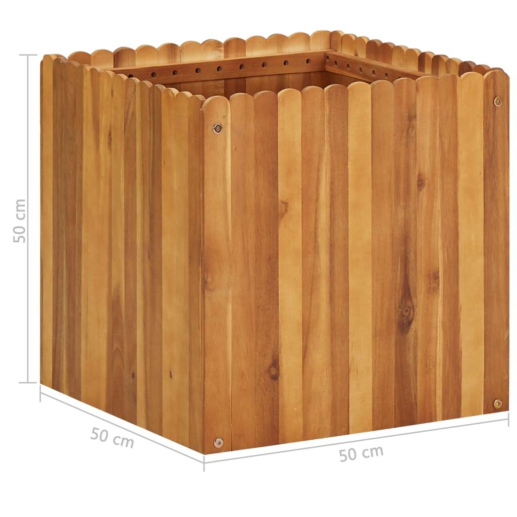 Jardinière lit surélevé plantes fleurs jardin 50 x 50 x 50 cm bois massif d'acacia - Image 5