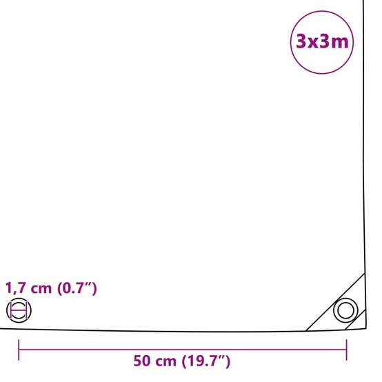 Toile de Protection PVC Épaisse Indéchirable avec Œillets pour Bricolage Grise 3x3m – ComfortXL Outdoor Living - Image 6