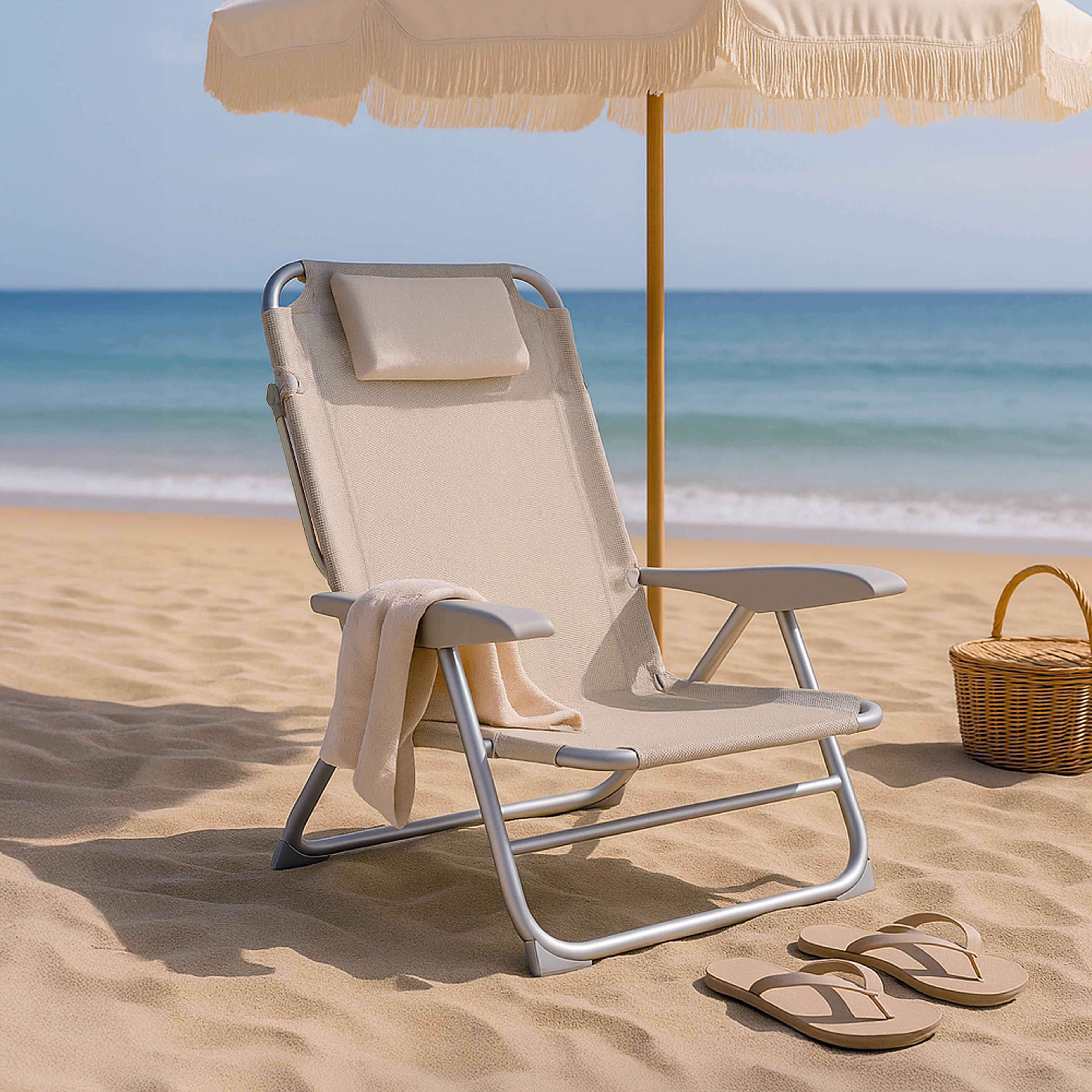 Oviala - Fauteuil clic clac des plages en polyester gris - Oviala - Image 2