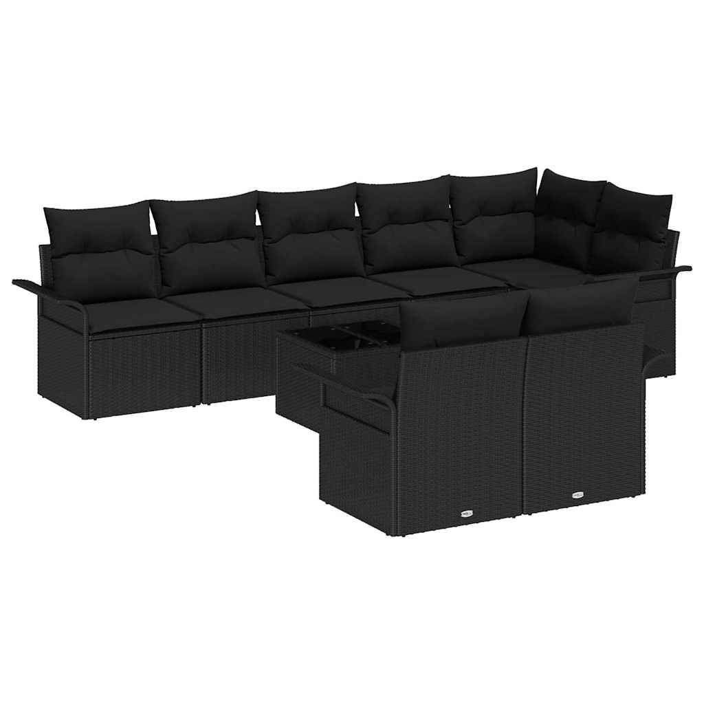 ComfortXL - Salon de jardin d'angle 9 pièces poly rotin modulable avec table hauteur ajustable Noir – ComfortXL Outdoor Living - Image 2