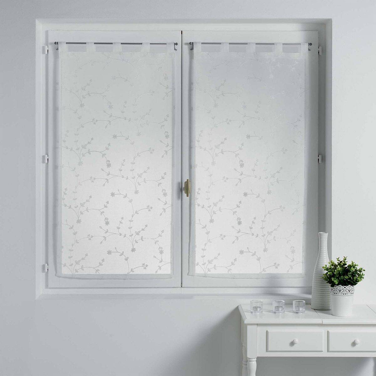 Paire de Voilages "Petite Fleur" 60x90cm Blanc - Image 1