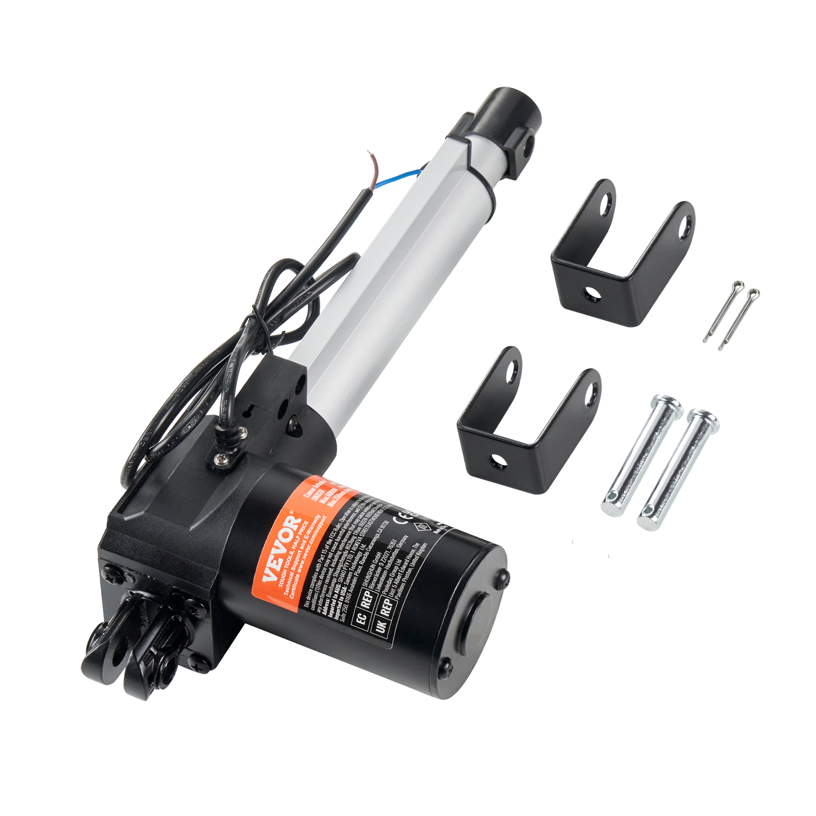 VEVOR Actionneur linéaire 12V 150mm 6000N 5mm/s, IP44, pour portes électriques, machines industrielles, navires. - Image 1