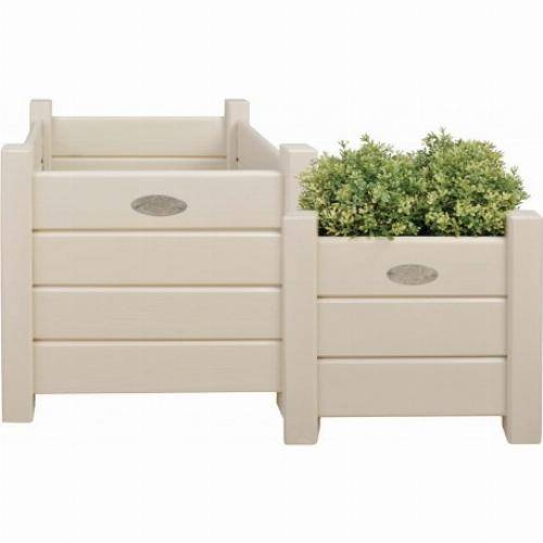 Esschert Design - Bac à fleurs carré lot de 2 - Blanc - Image 2