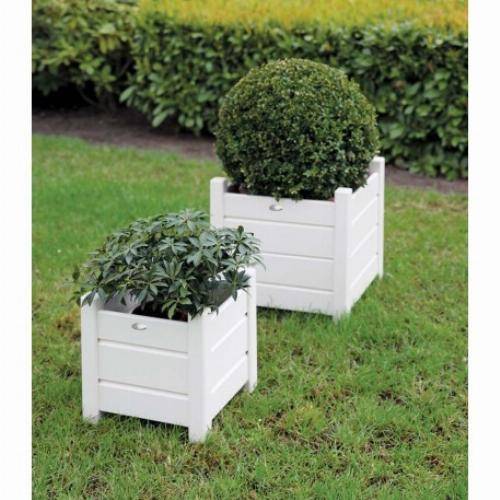 Esschert Design - Bac à fleurs carré lot de 2 - Blanc - Image 3