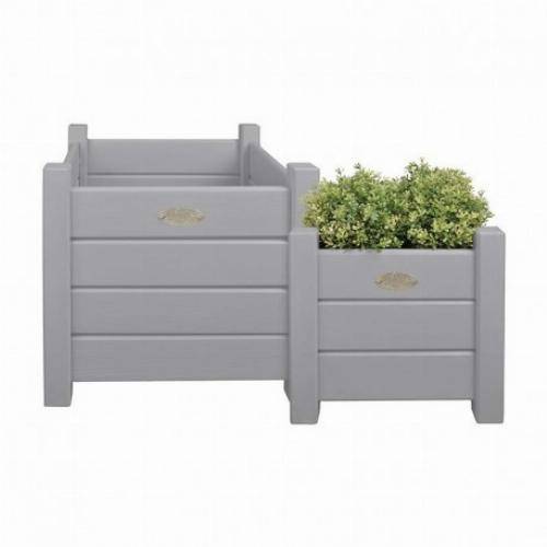 Esschert Design - Bac à fleurs carré lot de 2 - Blanc - Image 4